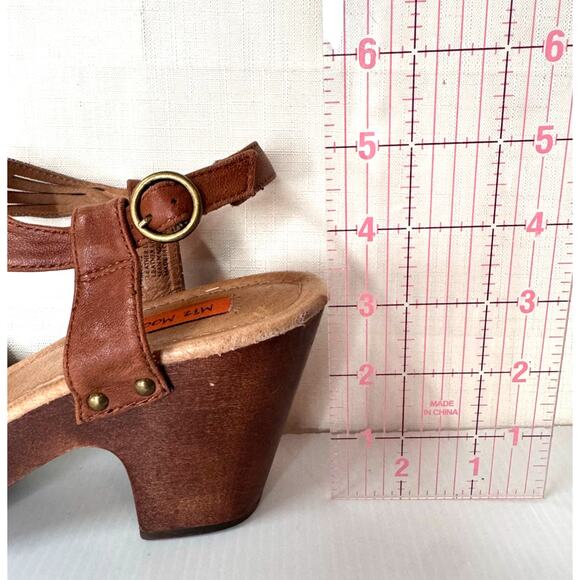 MIZ MOOZ‎ Hilary Sandals Size 8.5 Leather Wood Clog Retro Platform Chunky Boho - Picture 9 of 10